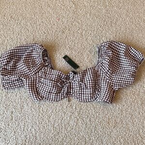 Wild Fable Brown Gingham Crop Top